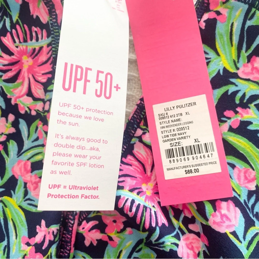 Lilly Pulitzer mini weekender legging low tide navy garden variety size XL